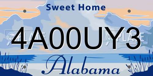 4A00UY3 Alabama License Plate