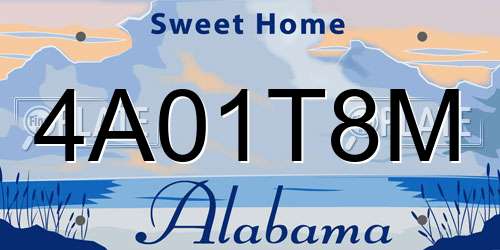 4A01T8M Alabama License Plate