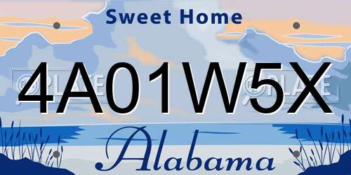 4A01W5X Alabama License Plate