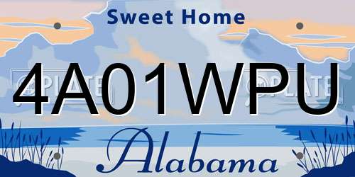 4A01WPU Alabama License Plate