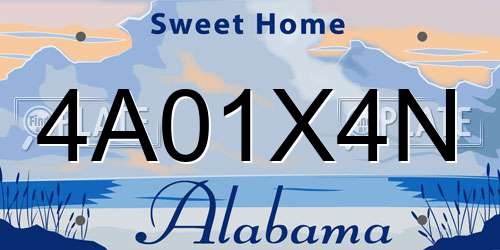 4A01X4N Alabama License Plate