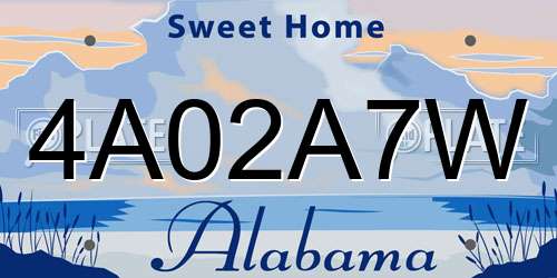 4A02A7W Alabama License Plate