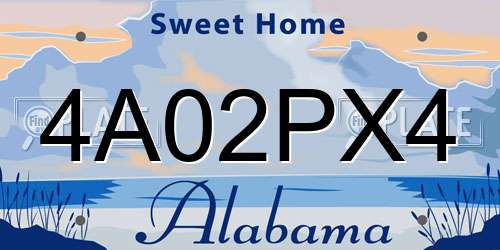 4A02PX4 Alabama License Plate
