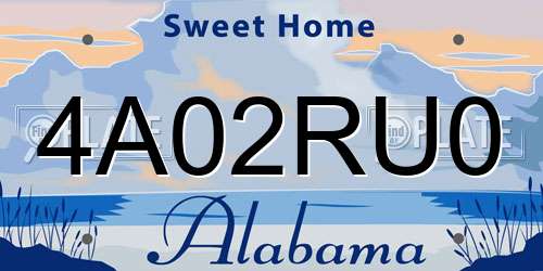 4A02RU0 Alabama License Plate