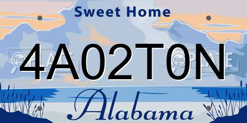 4A02T0N Alabama License Plate