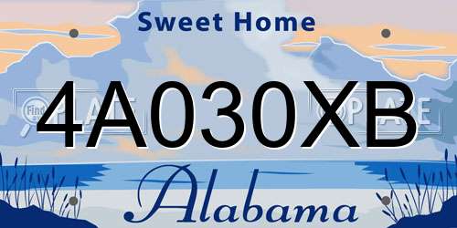 4A030XB Alabama License Plate