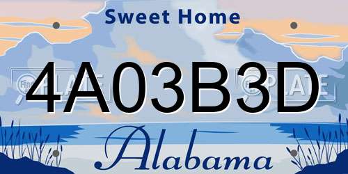 4A03B3D Alabama License Plate