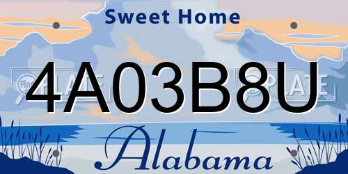 4A03B8U Alabama License Plate