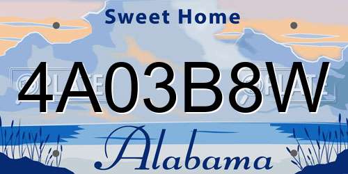 4A03B8W Alabama License Plate