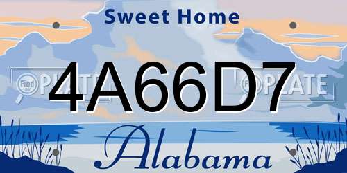 4A66D7 Alabama License Plate