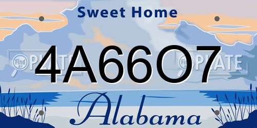 4A66O7 Alabama License Plate