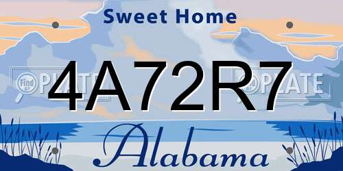 4A72R7 Alabama License Plate