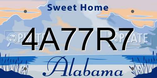 4A77R7 Alabama License Plate