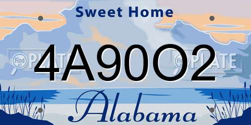 4A90O2 Alabama License Plate