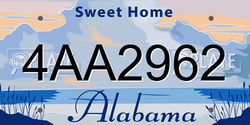 4AA2962 Alabama License Plate