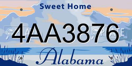 4AA3876 Alabama License Plate
