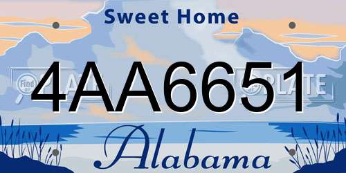 4AA6651 Alabama License Plate