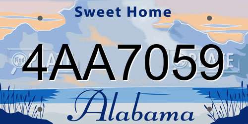 4AA7059 Alabama License Plate
