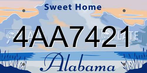 4AA7421 Alabama License Plate