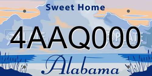 4AAQ000 Alabama License Plate
