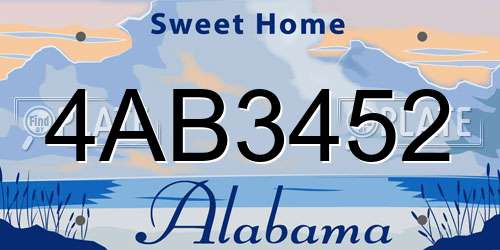 4AB3452 Alabama License Plate