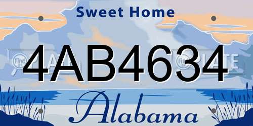 4AB4634 Alabama License Plate