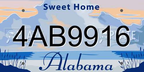 4AB9916 Alabama License Plate