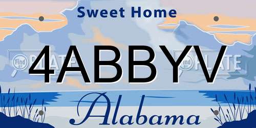 4ABBYV Alabama License Plate