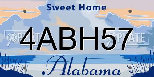 4ABH57 Alabama License Plate