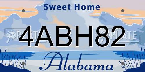 4ABH82 Alabama License Plate