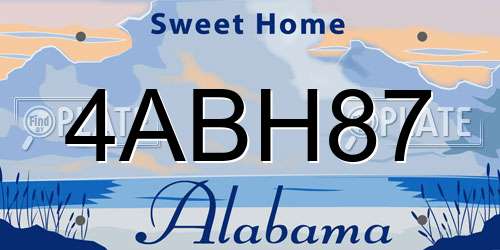 4ABH87 Alabama License Plate