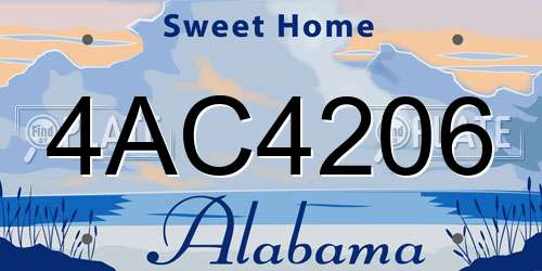 4AC4206 Alabama License Plate
