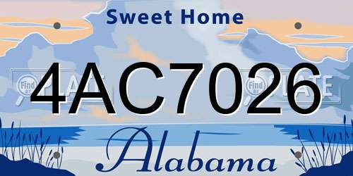 4AC7026 Alabama License Plate
