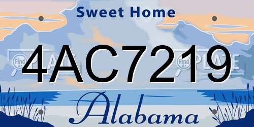 4AC7219 Alabama License Plate