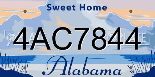 4AC7844 Alabama License Plate
