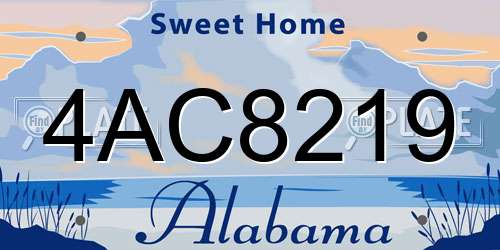 4AC8219 Alabama License Plate