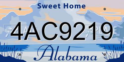 4AC9219 Alabama License Plate