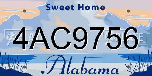 4AC9756 Alabama License Plate