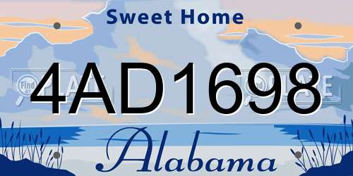 4AD1698 Alabama License Plate