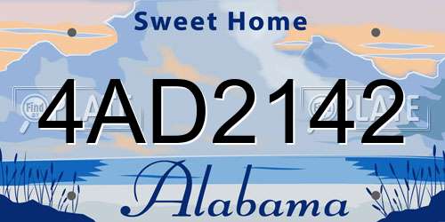 4AD2142 Alabama License Plate