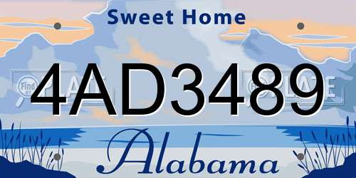 4AD3489 Alabama License Plate