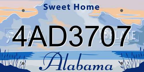 4AD3707 Alabama License Plate