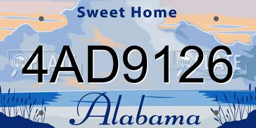 4AD9126 Alabama License Plate