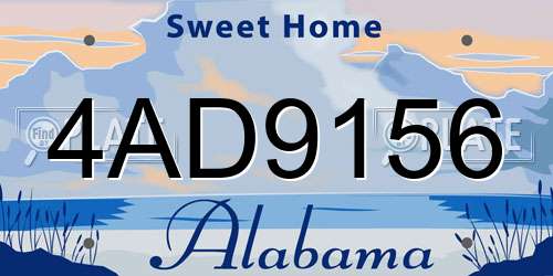 4AD9156 Alabama License Plate