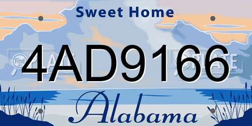 4AD9166 Alabama License Plate