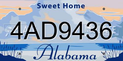 4AD9436 Alabama License Plate