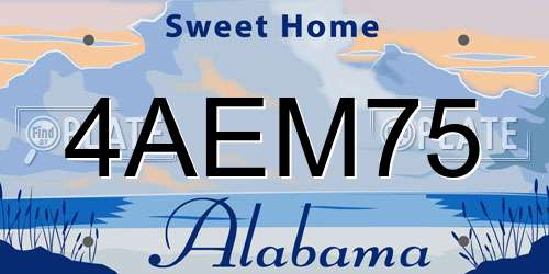 4AEM75 Alabama License Plate