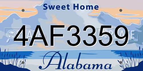 4AF3359 Alabama License Plate