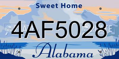 4AF5028 Alabama License Plate