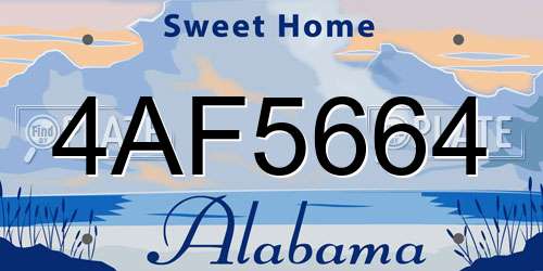 4AF5664 Alabama License Plate